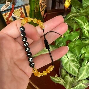 Handmade Sunshine Glasses Beaded Bracelet - Black and Yellow